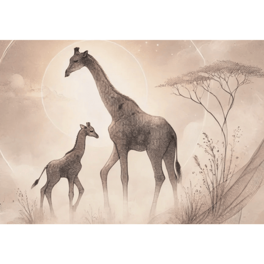 Giraffe Family Wall Art Print Print Material