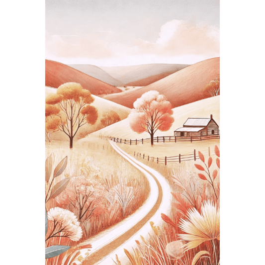 Autumn Valley – Trees Mountains Wildflowers Botanical Autumn Canvas Wall Art Print Decor Print Material