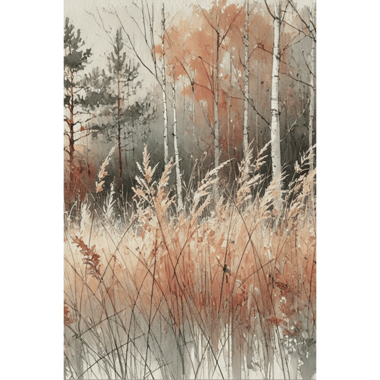 Autumn’s Whispers in the Grass Field Scandinavian Forest Wall Art Print Unframed Poster / 40x60 cm / 16x24″ / -Poster