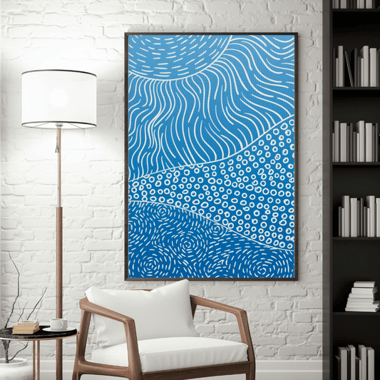 Blue Dreaming – Aboriginal Canvas Wall Art | Stretched & Framed Stretched Canvas / 40x60 cm / 16x24″ / Thick Print