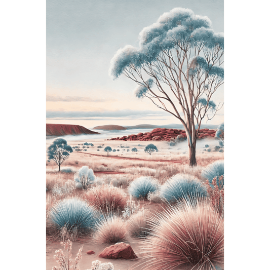 Winter Outback - Gum Tree Rock Formatin Wild Grass Winter Canvas Wall Art Print Decor Print Material