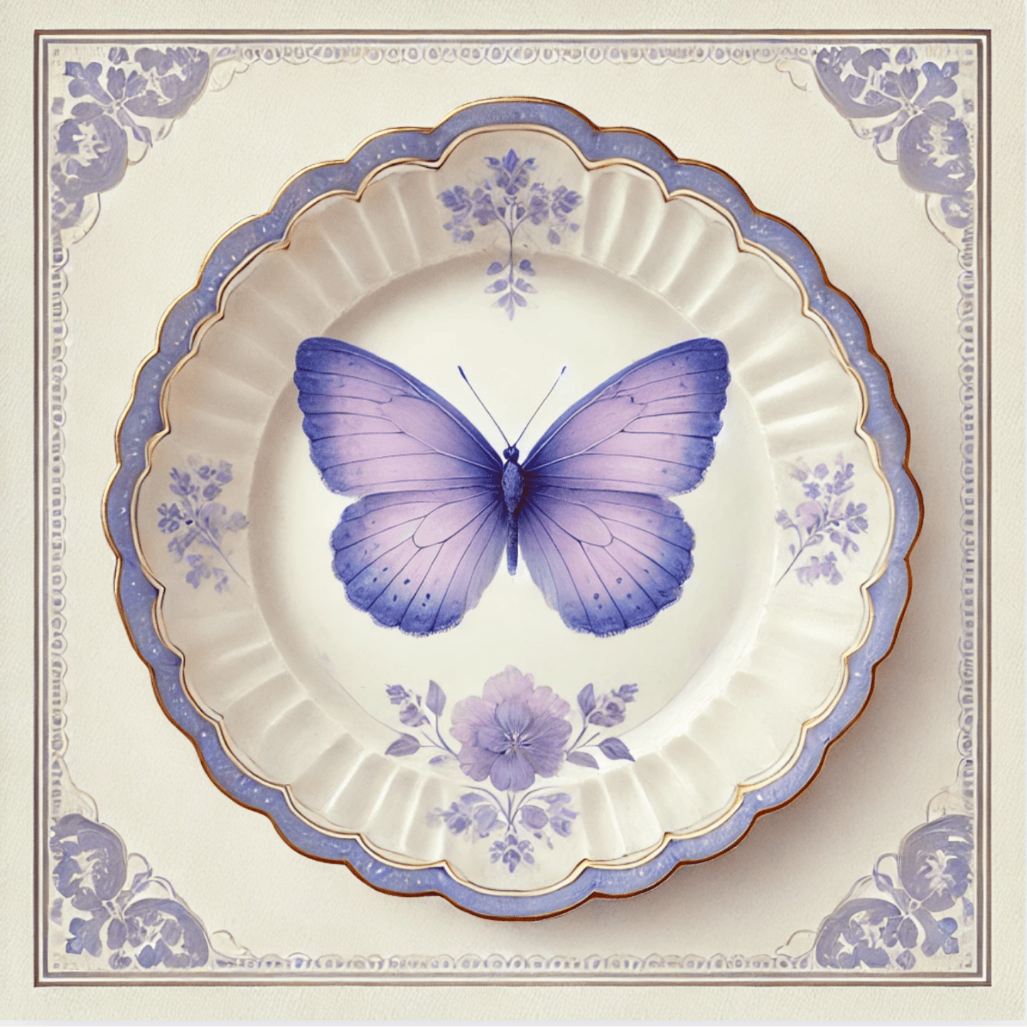 Lavender Lace and Butterfly Wall Art | Kitchen Wall Art | Dining Room Wall Art | Vintage Wall Art | Elegant