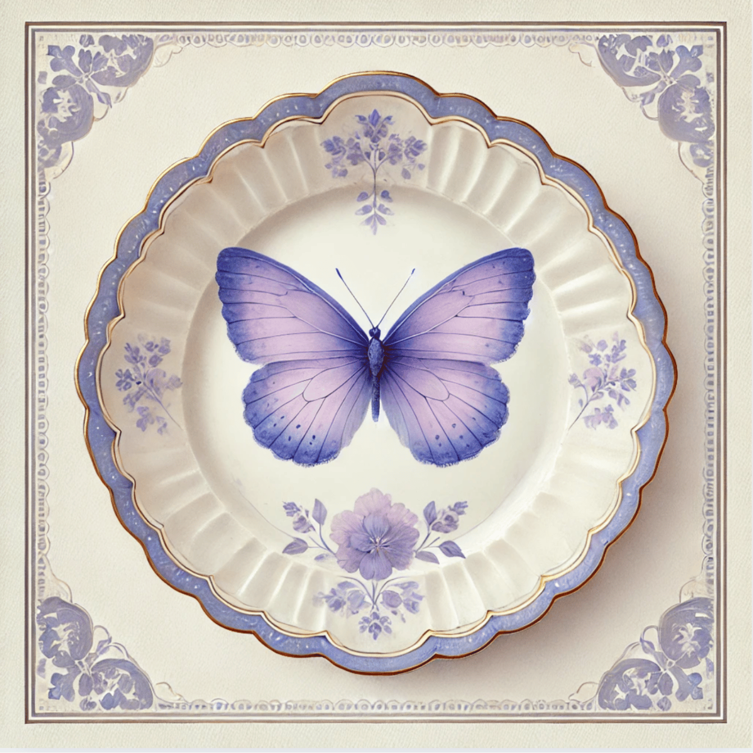 Lavender Lace and Butterfly Wall Art | Kitchen Wall Art | Dining Room Wall Art | Vintage Wall Art | Elegant