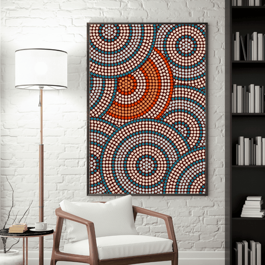 Eternal Circles – Aboriginal Canvas Wall Art | Stretched & Framed Print Material
