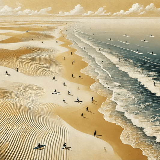 Surfing the Dune Line Beach Coastal Wall Art Print Print Material