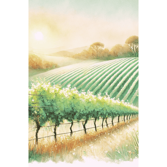 Vineyard Glow – Cherry Blossoms Birds Botanical Spring Canvas Wall Art Print Decor Print Material