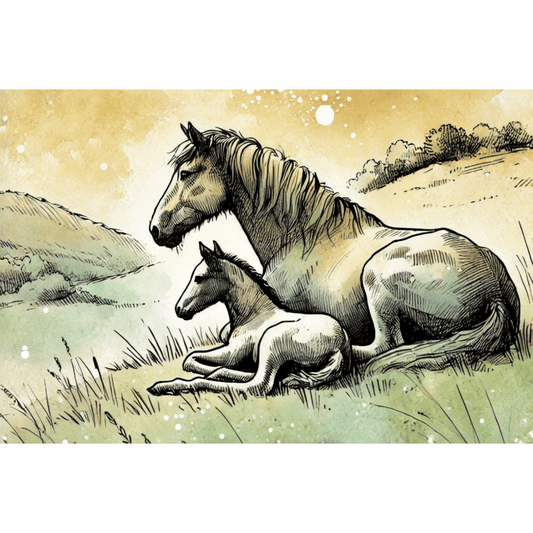 Mother and Foal Horses Wall Art Print Print Material