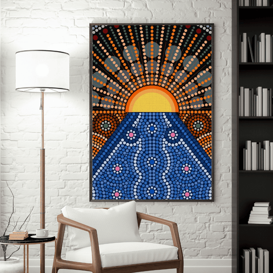 Sunset Dreaming – Aboriginal Wall Art | Stretched & Framed Stretched Canvas / 40x60 cm / 16x24″ / Thick Print Material