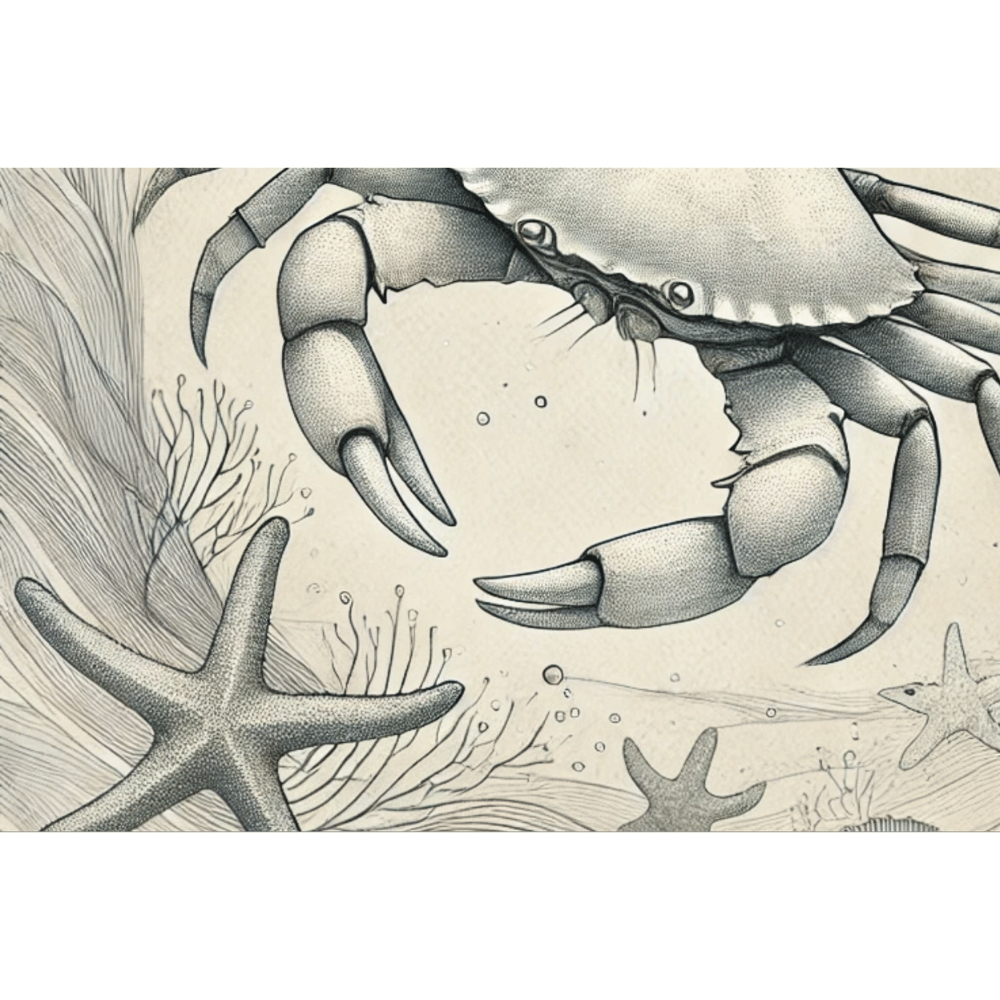 Crab and Stars Wall Art Print Print Material