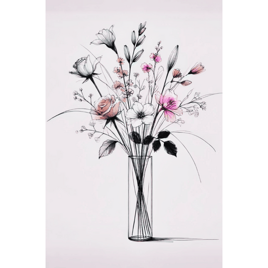 Delicate Blossom - Flowers in A Vase Floral Wall Art Print Print Material