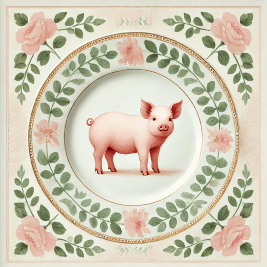 Piggy & Petals – Kitchen Dining Wall Art Canvas | Stretched & Framed Canvas Wall Art