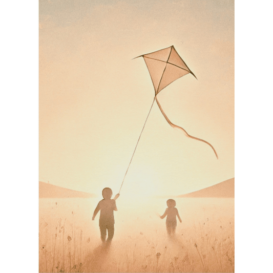Kite Whispers of Childhood - Scandinavian Kids Nursery Framed Canvas Wall Art Print Material