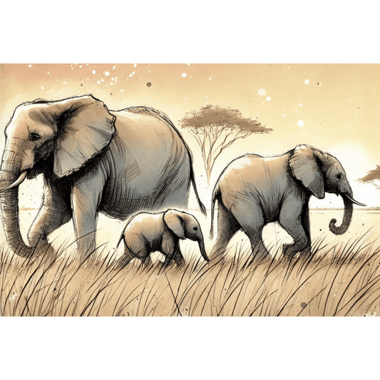 Elephant Family Wall Art Print Print Material