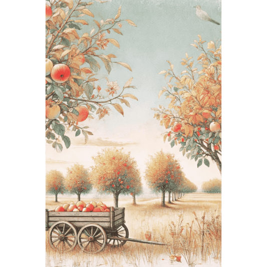 Orchard Season – Apple Trees Harvest Botanical Autumn Canvas Wall Art Print Decor Print Material