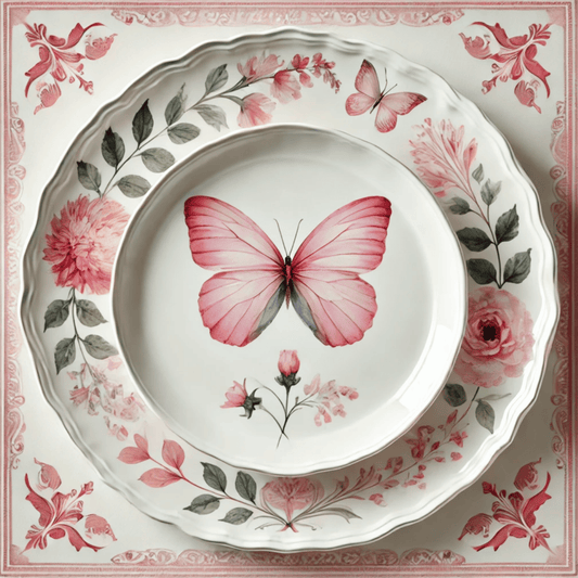 Rose Flutter and Garden Butterfly Canvas Wall Art | Kitchen Wall Art | Dining Room Wall Art | Vintage Wall Art