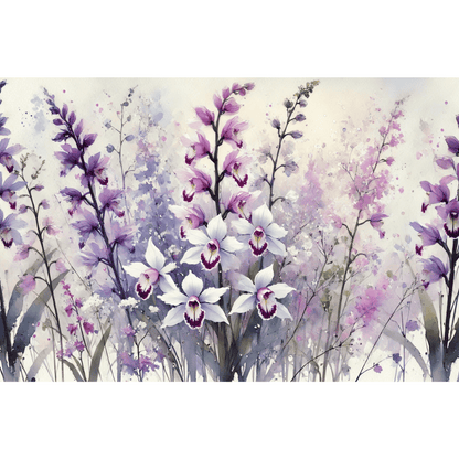 Orchid Elegance Flower Garden Wall Art Print Material
