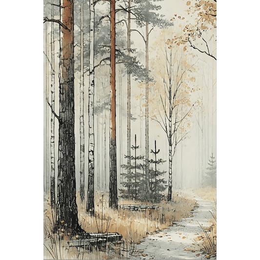 Autumn Walkthrough Trees Forest Wall Art Print Unframed Poster / 40x60 cm / 16x24″ / -Poster Only- Print Material