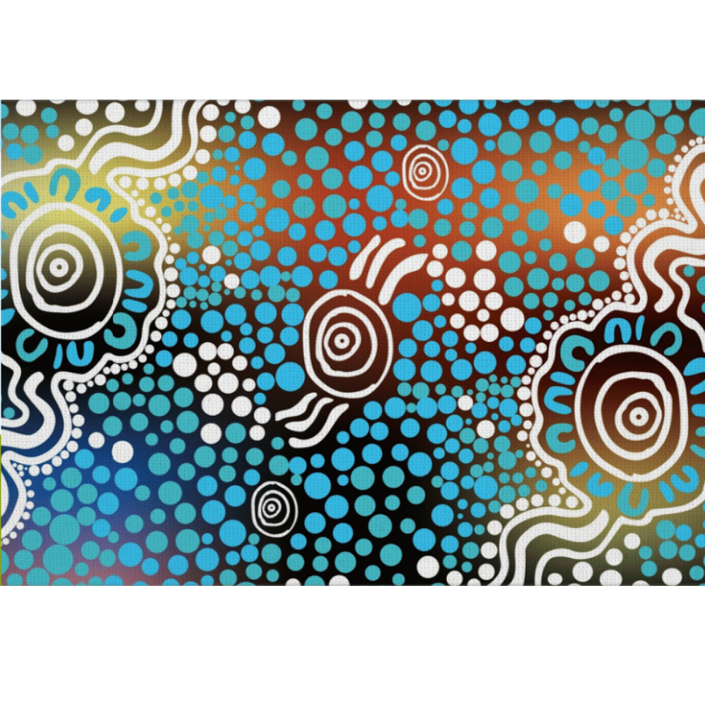Spirit of the Waterholes – Aboriginal Wall Art | Stretched & Framed Canvas Print Material