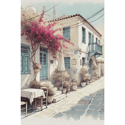 Alfresco Charm Greek Street Wall Art Print Print Material