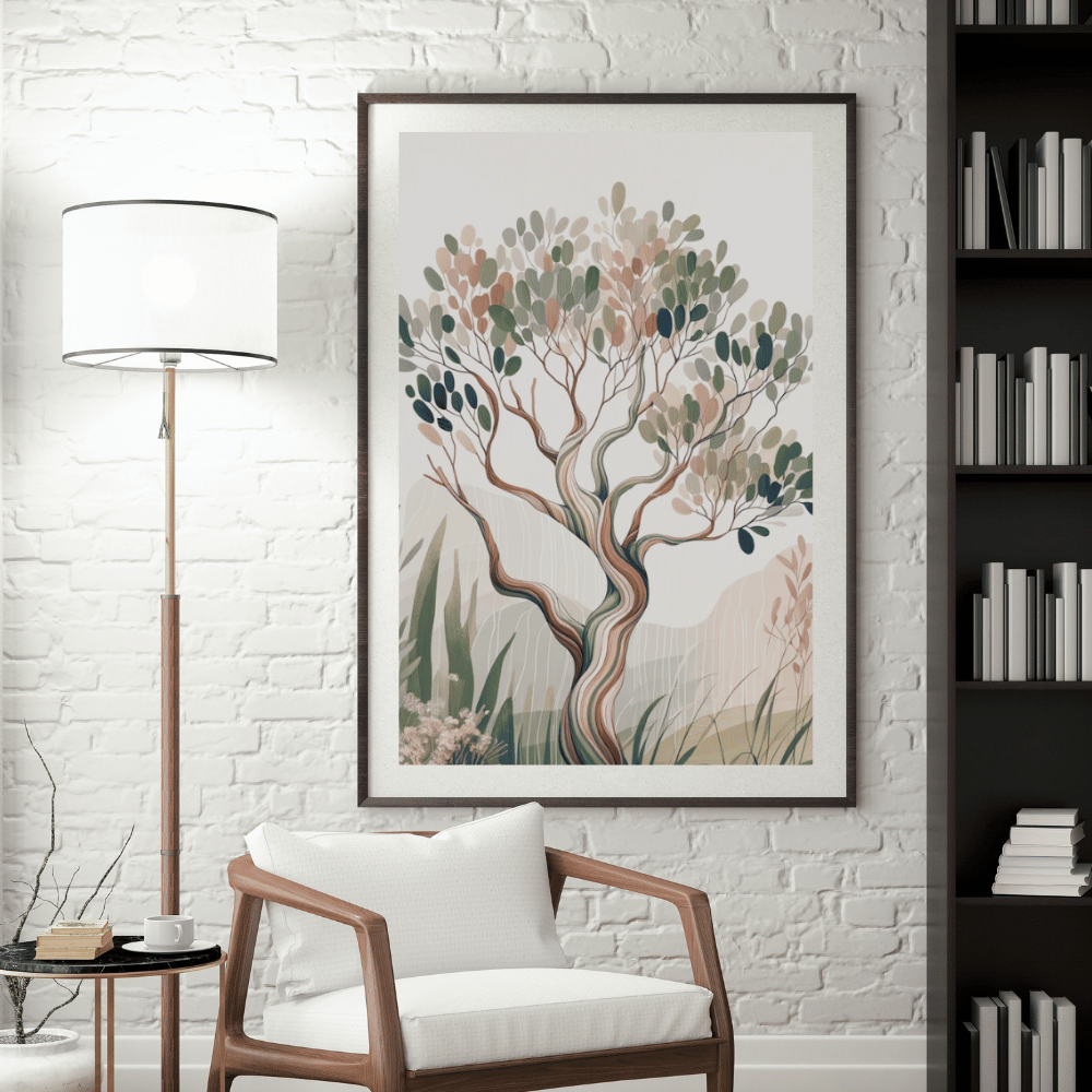 Whimsical Australian Tree – Minimalist Nature Canvas Wall Art Print Decor Print Material
