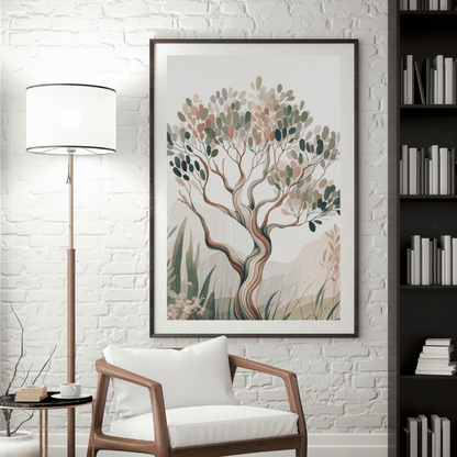 Whimsical Australian Tree – Minimalist Nature Canvas Wall Art Print Decor Print Material