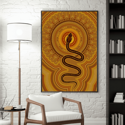 Rainbow Serpent Dreaming – Aboriginal Canvas Wall Art | Stretched & Framed Print Material