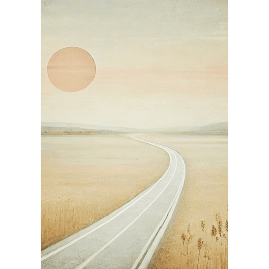 Blush Horizon Winding Path - Scandinavian Wall Art Print Print Material