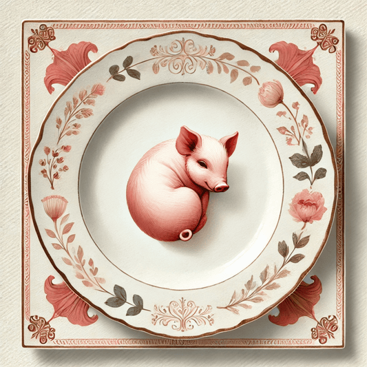 Curled & Cozy Pig Quirky Kitchen Dining Wall Art Canvas | Stretched & Framed Canvas Wall Art