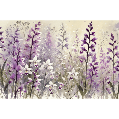 Lavender Dreams Wild Flower Lavender Orchid Garden Wall Art Print Material
