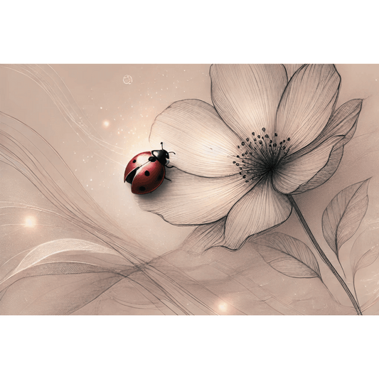 Ladybug and Blossom Wall Art Print Print Material