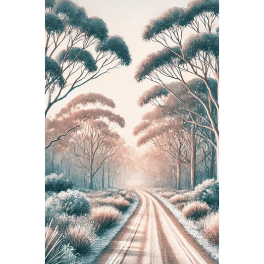 Winter Road - Trees Wild Grass Winter Canvas Wall Art Print Decor Print Material