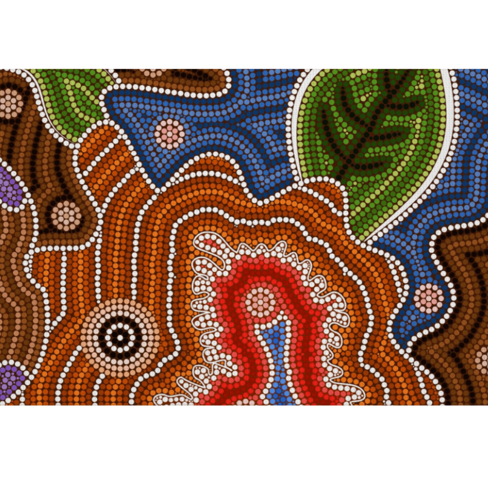 Sacred Earth Dreaming – Aboriginal Wall Art | Stretched & Framed Canvas Print Material