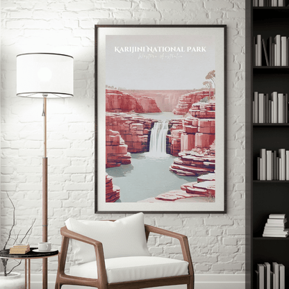 Karijini Falls – Minimalist Australian Outback Canvas Wall Art Print Decor Print Material