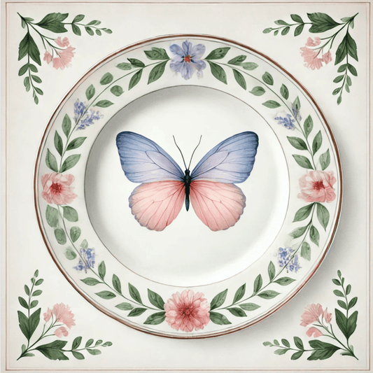 Pastel Wings and Bloom Butterfly Canvas Wall Art | Kitchen Wall Art | Dining Room Wall Art | Vintage Wall Art