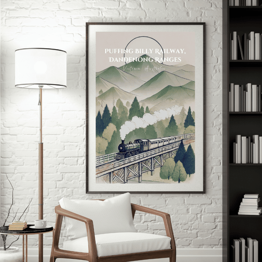 Puffing Billy – Minimalist Vintage Train Canvas Wall Art Print Decor Unframed Poster / 40x60 cm / 16x24″ / -Poster