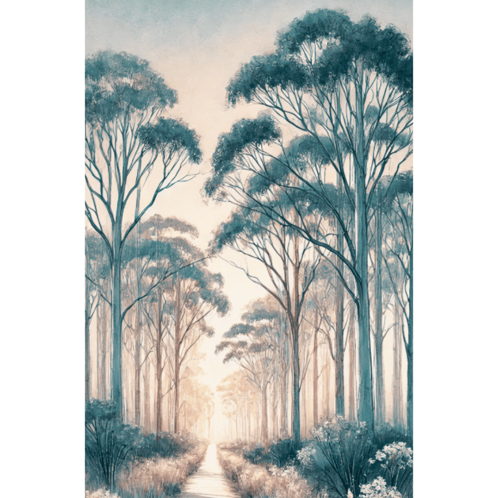 Winter Trail – Trees Forest Botanical Winter Canvas Wall Art Print Decor Print Material