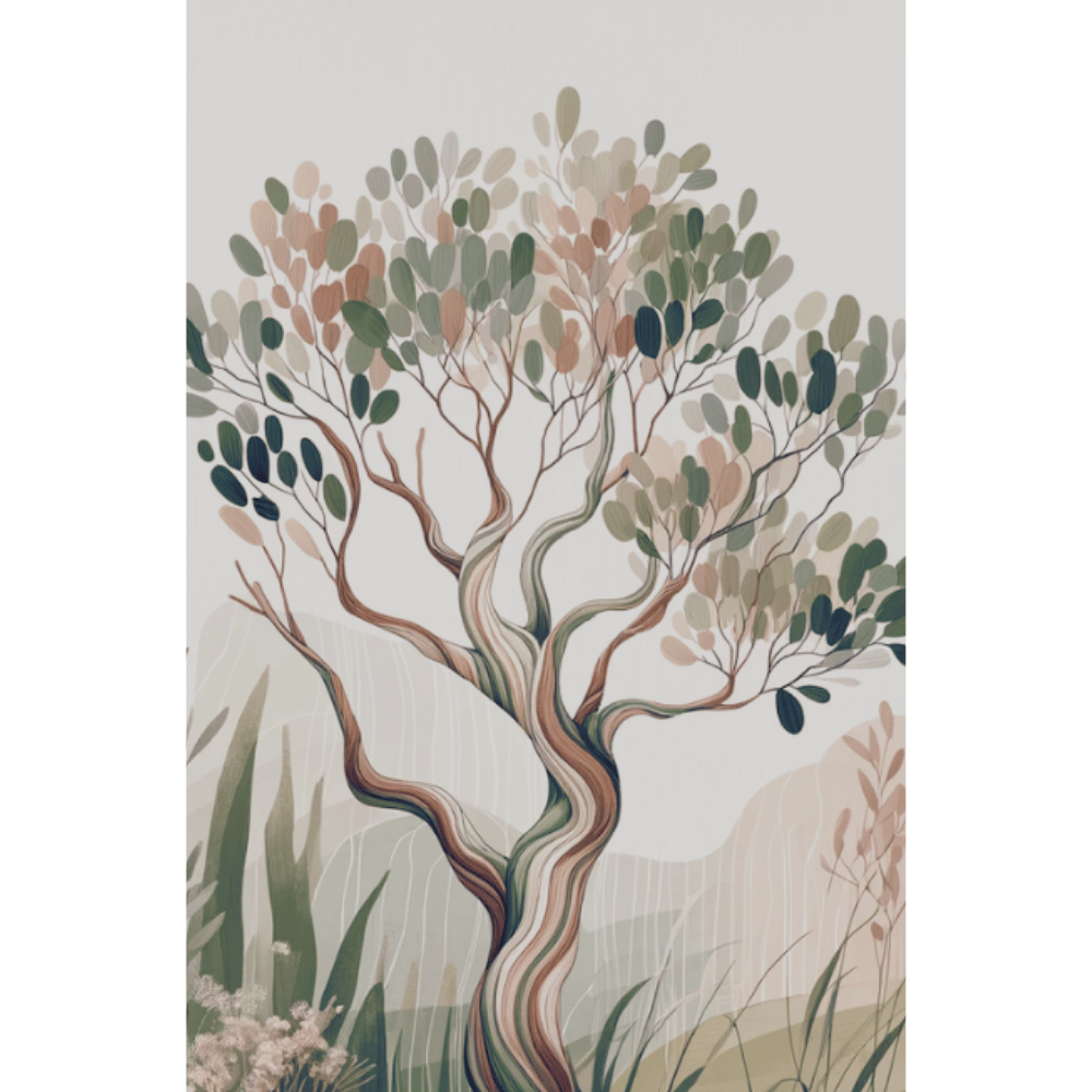 Whimsical Australian Tree – Minimalist Nature Canvas Wall Art Print Decor Print Material