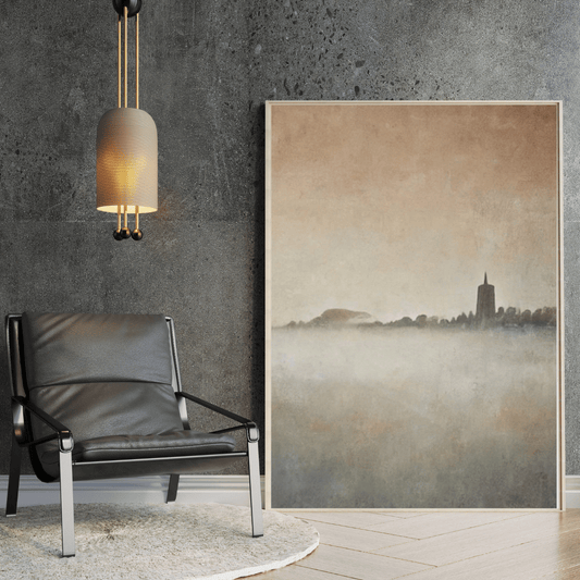 Veil of Dawn - Lighthouse Scandinavian Wall Art Print Print Material