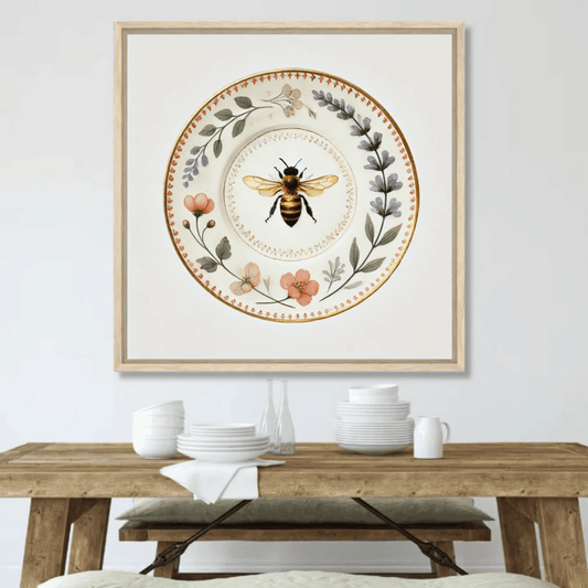 Lavender Bee and Meadow Garland Canvas Wall Art | Kitchen Wall Art | Dining Room Wall Art | Vintage Wall Art