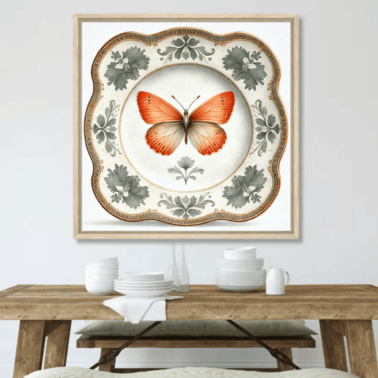Autumn Wings and Baroque Butterfly Canvas Wall Art | Kitchen Wall Art | Dining Room Wall Art | Vintage Wall Art