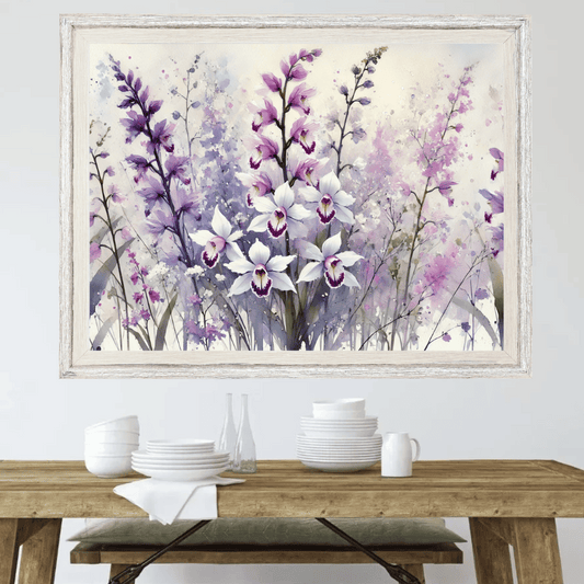Orchid Elegance Flower Garden Wall Art Print Material