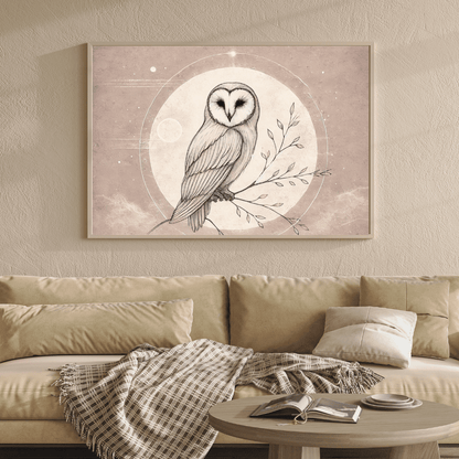 The Watchful Owl Wall Art Print Print Material