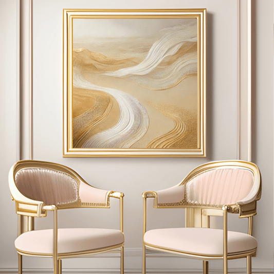 Golden Dunes Luxurious Abstract Wall Art Print Print Material
