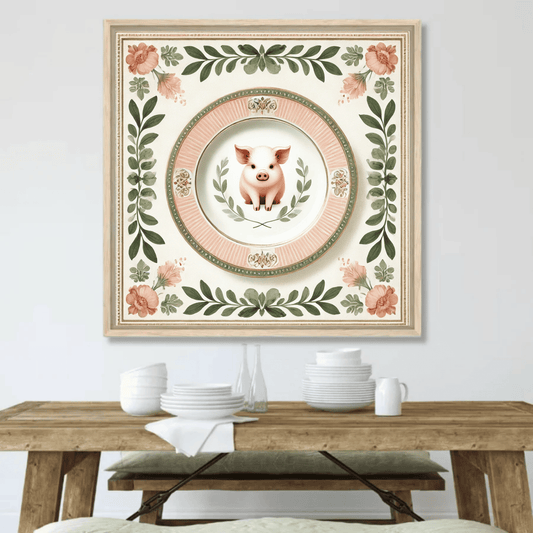Sweet Swine Supper – Kitchen Dining Canvas Wall Art | Stretched & Framed Stretched Canvas Slim / 12’’x12’’ Canvas Wall