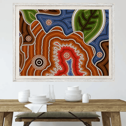 Sacred Earth Dreaming – Aboriginal Wall Art | Stretched & Framed Canvas 40x60 cm / 16x24″ / Stretched Canvas / Slim