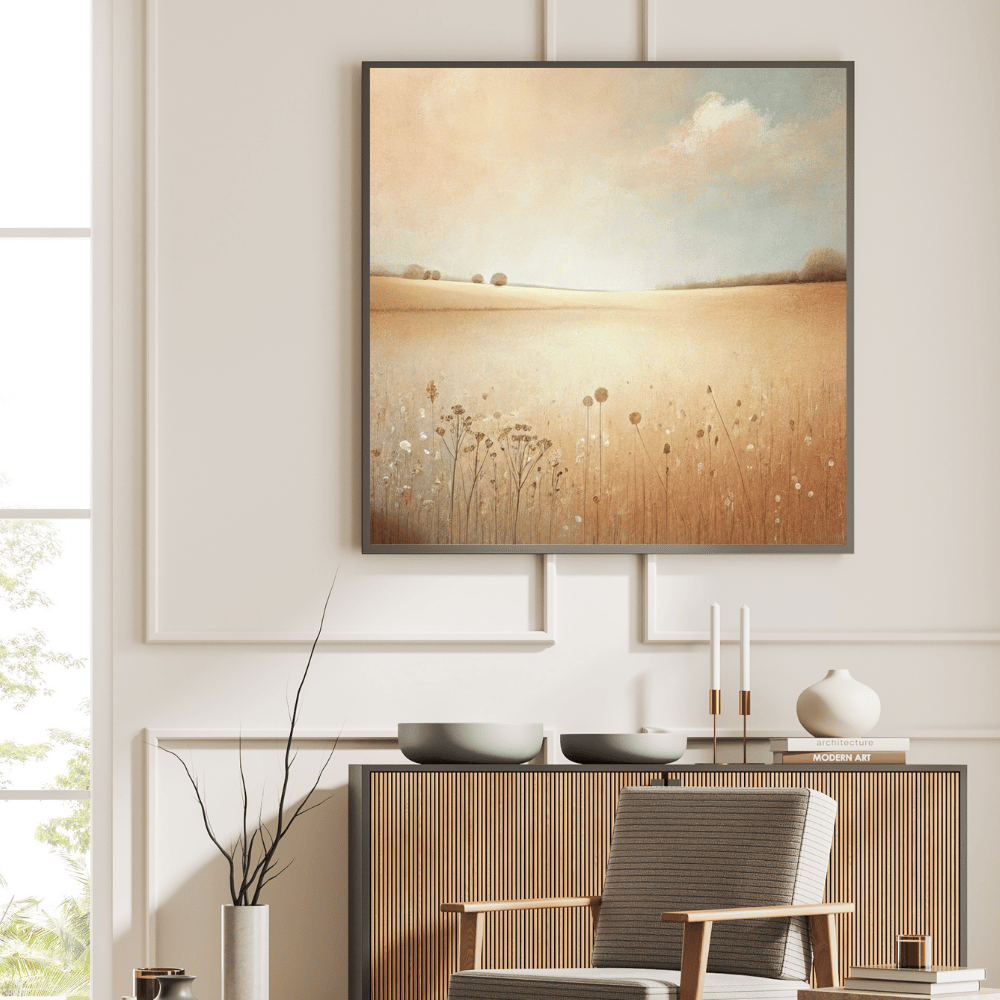 Golden Serenity - Scandinavian Nature Wall Art Print Print Material