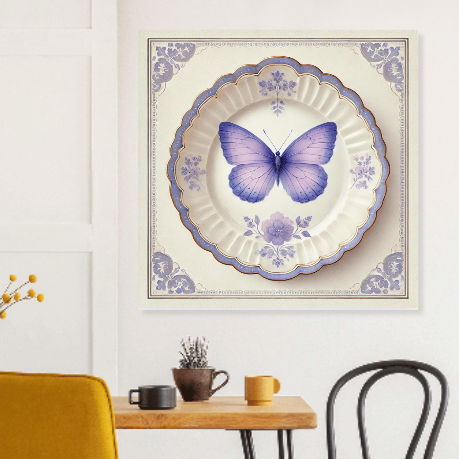 Lavender Lace and Butterfly Wall Art | Kitchen Wall Art | Dining Room Wall Art | Vintage Wall Art | Elegant