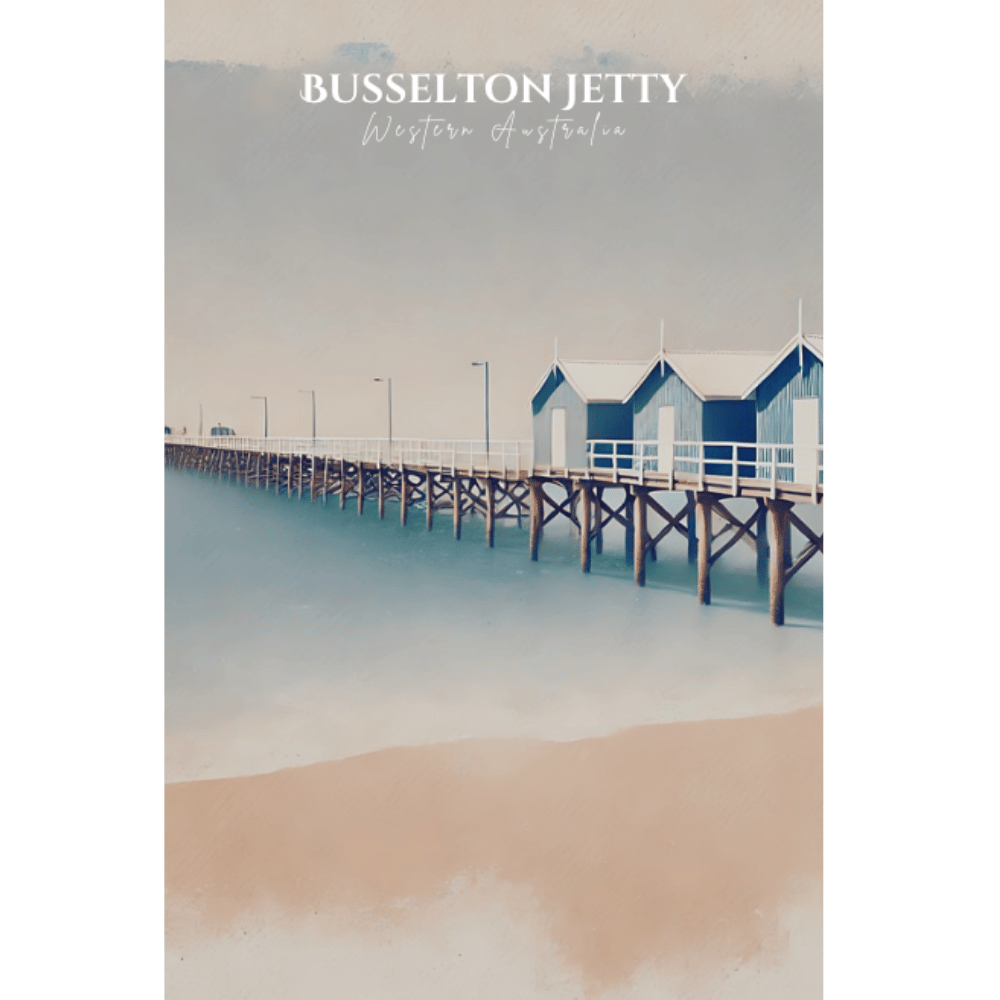 Busselton Jetty – Minimalist Coastal Canvas Wall Art Print Decor Print Material