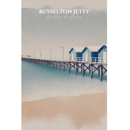 Busselton Jetty – Minimalist Coastal Canvas Wall Art Print Decor Print Material