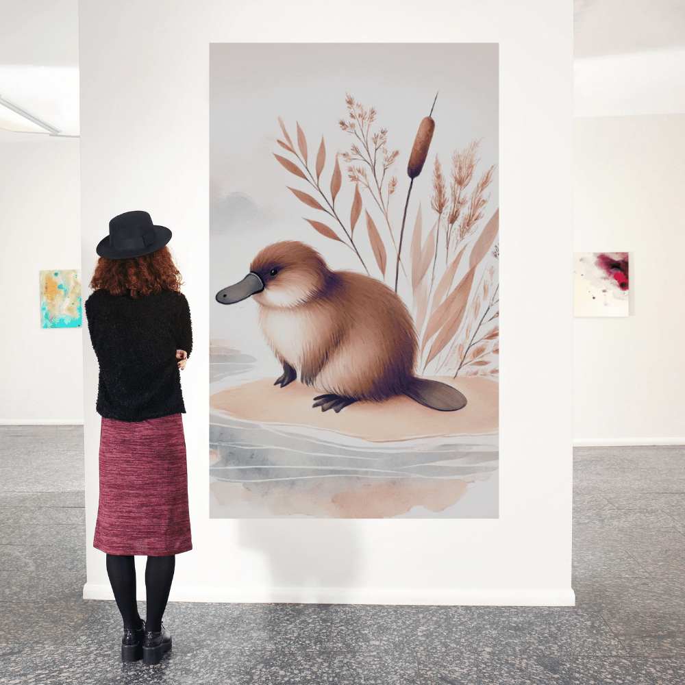 Tranquil Waters - The Curious Platypus – Australian Wildlife Canvas Wall Art Print Decor Print Material